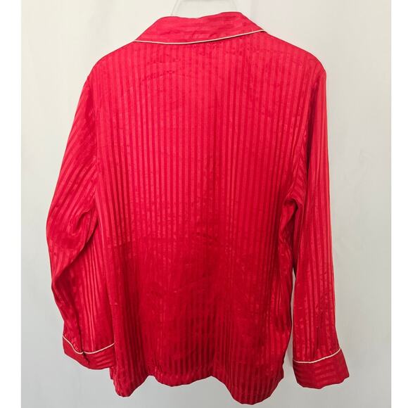 Victoria's Secret Red Striped Polyester Button Up Sleep Shirt Long Sleeve Small - Picture 2 of 6